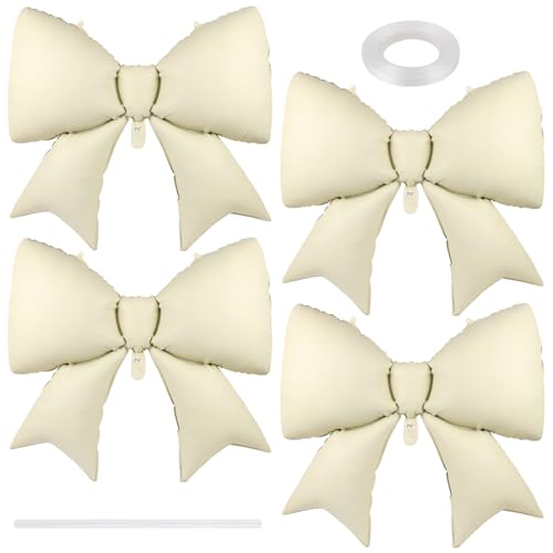 UHOMENY große Luftballons, 4 Stück, niedliches Folienband, Ballon-Fliege, Brautballon-Set für Hochzeit, Geburtstag, Motto-Party-Dekorationen (beige) von UHOMENY