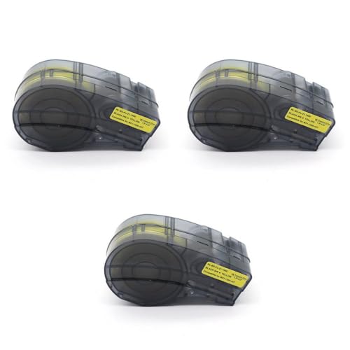 UHRSERNJ BMP21 Etiketten Cartridge M21-1500-427 schwarz auf gelbem Band, funktioniert mit BMP21-plus und BMP21-Labor-Marken (3 Stück mit Chip) von UHRSERNJ