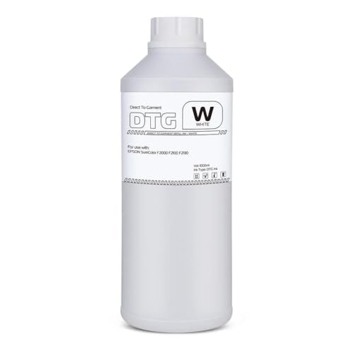 UHRSERNJ DTG-Tinte, 1000 ml, kompatibel mit Textildruck, kompatibel mit F2000, F2100, F2130, direkt mit Bekleidungsdruckern (Weiß) von UHRSERNJ