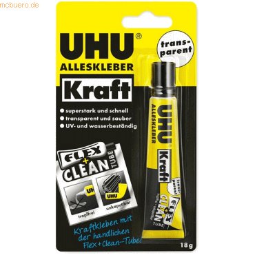 10 x Uhu Alleskleber Kraft Flex + Clean transparent Tube 18g von UHU