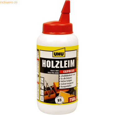 6 x Uhu Holzleim Express EN204 (D2) Flasche 750g von UHU