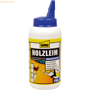 6 x Uhu Holzleim Wasserfest D3 Flasche 750g von UHU