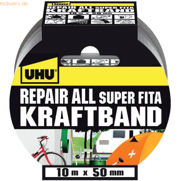 6 x Uhu Klebeband Kraftband Repiar All Super Fita 10mx50mm schwarz von UHU