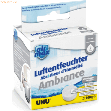 6 x Uhu Luftentfeuchter Airmax Ambiance Tabs neutral VE=2x100g von UHU