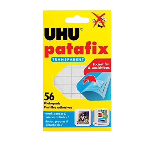 UHU® Doppelklebestück patafix, transparent, selbstklebend, ablösbar (56 Stück), Sie erhalten 1 Packung á 56 Stück von UHU