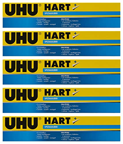 UHU 45525 hart Tube, Schnell trocknender Spezialkleber für kleinteilige Bastelarbeiten oder Modellbau,mit feiner Dosierspitze, Dosierspitze, 125 g (5) von UHU