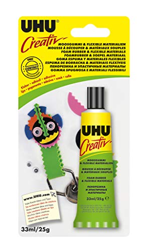 UHU Creativ' Spezialklebstoff für Moosgummi und flexible Materialien Tube, Schnell trocknender, flexibler Kontaktkleber 33ml von UHU