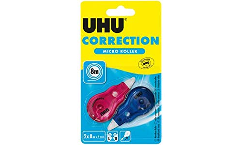 UHU Einweg-Mini-Korrekturroller Micro, 2er Blister, Sie erhalten 1 Packung, Packungsinhalt: 2 er Blister von UHU