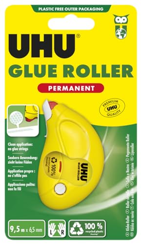 UHU Kleberoller Glue Roller Permanent, Für dauerhaftes Verkleben von Papier, Karton und Fotos, 9,5 m x 6,5 mm von UHU