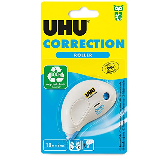 UHU Korrekturroller Correction COMPACT, Für schnelles, sauberes und zeilengenaues Korrigieren, 10 m x 5 mm von UHU