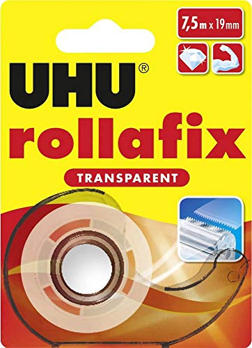 UHU rollafix TRANSPARENT 36955 Klebeband Transparent (L x B) 7.5m x 19mm, 3 Stück von UHU