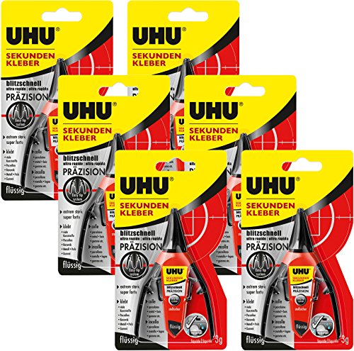 Uhu - Sekundenkleber Blitzschnell Präzision (Flüssig 3g | 6er Pack) von UHU