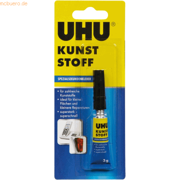Uhu Sekundenkleber Kunststoff Tube 3g Uhu Sekundenkleber Kunststoff Tube 3g von UHU