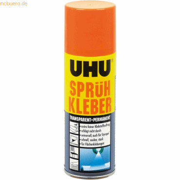 6 x Uhu Sprühkleber permanent transparent Dose 200ml von UHU