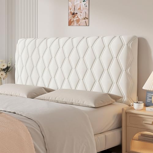 UHVUJDUI Kopfteilbezug Bett 180/160/190/200 Bett Kopfteil Bezug/Überzug Gepolstert,Dehnbare Samtstoff Bett Kopfteil Hussen Kopfteil Überzug Universell Verdicken Kopfteil Schonbezug(Beige,140cm) von UHVUJDUI