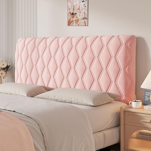 UHVUJDUI Kopfteilbezug Bett 180/160/190/200 Bett Kopfteil Bezug/Überzug Gepolstert,Dehnbare Samtstoff Bett Kopfteil Hussen Kopfteil Überzug Universell Verdicken Kopfteil Schonbezug(Pink,170cm) von UHVUJDUI