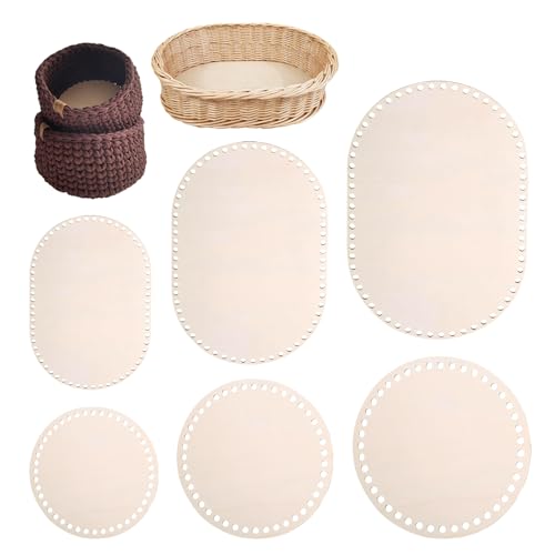 6 Stück Korbböden zum Häkeln, Holzboden zum Häkeln, Naturholzkorbboden. Korb Flechten Set für DIY Korbflechten, Heimdekoration. Gehäkelter Korbboden, hohler Häkelkorb, Basteln mit Holzkorbböden von UICCVOKK