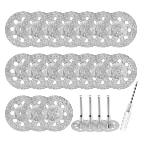 UICCVOKK 20 Stück Diamant Trennscheiben,Diamantscheibe (22mm) für Dremel Rotationswerkzeug Zubehör, Diamantscheibe mit 4 Stück 3 mm Dornen für Stein Glas Fliese Holz von UICCVOKK