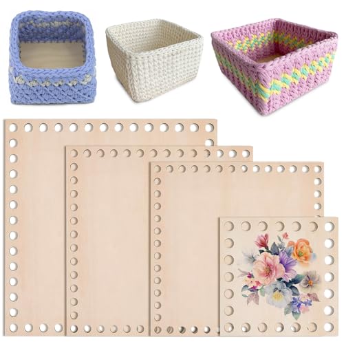 UICCVOKK 4 Stück Häkelkorb Holzbasis, Holzboden Häkeln, Crochet Basket Holzbasis, Korbboden zum HäKeln Korbflechten Set, 10/12/15/20cm Crochet Basket, Basis Holzboden für Häkelkorb Blank UICCVOKK 4 Stück Häkelkorb Holzbasis, Holzboden Häkeln, Crochet Basket Holzbasis, Korbboden zum HäKeln Korbflechten Set, 10/12/15/20cm Crochet Basket, Basis Holzboden für Häkelkorb Blank von UICCVOKK