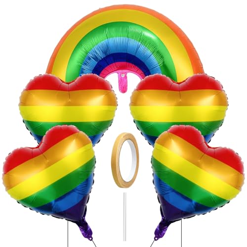 UICCVOKK 5 x Pride-Luftballons, Regenbogen-Luftballons, Herzform, "Love Is Love Prides", Dekoration, LGBTQ, Lesbisch, Bisexuell, Karneval, Feier, Gastgeschenk (45,7 cm) von UICCVOKK