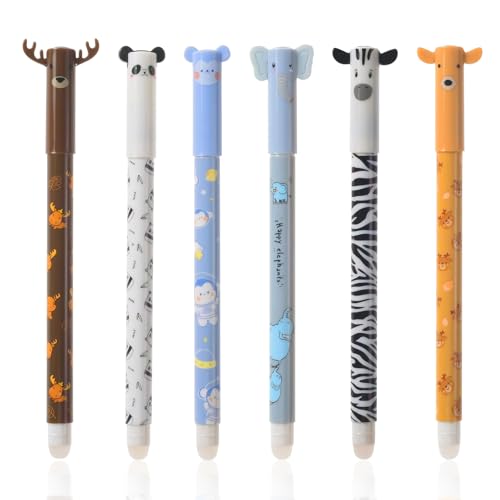 UICCVOKK 8er Pack Radierbarer Kugelschreiber, Kawaii Radierbare Stifte, Gelstifte Radierbar Blau Mine 0,5 mm, Cartoon Erasable Pen für Kinder Studenten Geschenk(Blau Tinte) von UICCVOKK