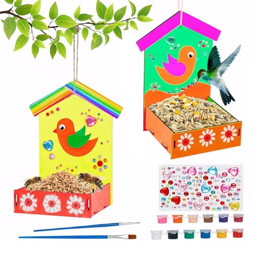 UICCVOKK Vogelhaus Bausatz Kinder, 3 Stück Vogelhaus Bemalen Kit, Diy Kinder Holz Ostergeschenk, Garten Vogelhäuser Kit, Vogelkasten Bastelset Ostern Geschenke Für Alter 3+ Jahre Alt Jungen MäDchen von UICCVOKK