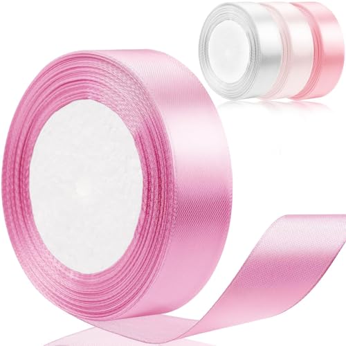 4 Rollen 90M Geschenkband Rosa 25 mm x 22.5 m Schleifenband Ribbon Band Satinband Rosa Schleifen Samtband Bänder zum Basteln Geschenkpapier Band Diy Handwerk Satinbänder für Geburtstag Hochzeit Party von UIEHII