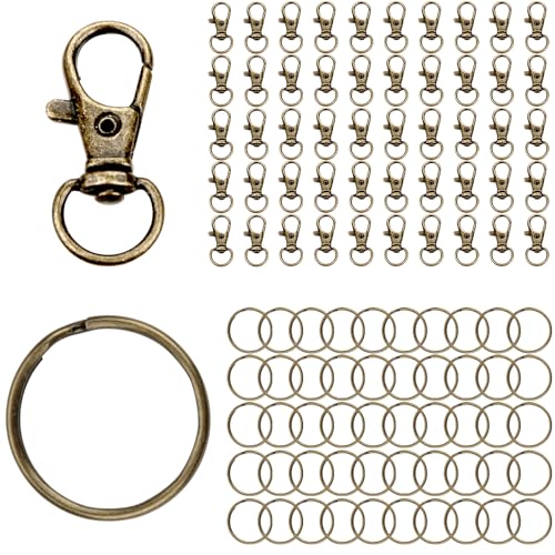 Schlüsselringe Karabinerhaken Klein Schlüsselanhänger Basteln Selber Machen Ringe Keychains Key Ring Karabinerhaken mit Drehgelenk (Bronze 100pcs) von UIEHII