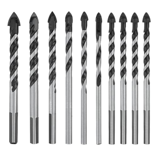 UILYNIU 10 Stück Fliesenbohrer Glasbohrer Set, Multifunktionale Bohrer für Metall, Metallbohrer Set, Keramik Bohrer Set, für Keramik, Fliesen, Beton, Glas, Kunststoff, Mauerwerk und Holz UILYNIU 10 Stück Fliesenbohrer Glasbohrer Set, Multifunktionale Bohrer für Metall, Metallbohrer Set, Keramik Bohrer Set, für Keramik, Fliesen, Beton, Glas, Kunststoff, Mauerwerk und Holz von UILYNIU