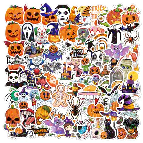 UILYNIU 100 Stück Halloween Aufkleber Deko, Halloween Kürbis Fledermaus Spinnen Aufkleber, Vinyl Halloween Horrorfilm Stickers, Halloween Dekoration, für Auto Laptop Fahrrad Motorrad Skateboard UILYNIU 100 Stück Halloween Aufkleber Deko, Halloween Kürbis Fledermaus Spinnen Aufkleber, Vinyl Halloween Horrorfilm Stickers, Halloween Dekoration, für Auto Laptop Fahrrad Motorrad Skateboard von UILYNIU