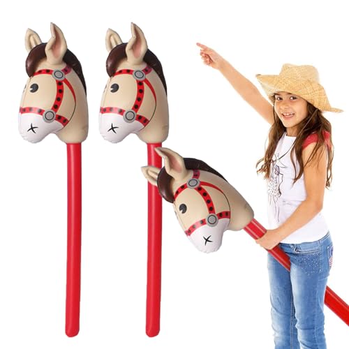 UILYNIU 2er-Pack aufblasbares Stabpferd, 37 Zoll, aufblasbarer Pony-Stab für Kinder, für Weihnachten, Pferde-Motto-Geburtstagsfeier, Dekoration, Party-Geschenk-Requisiten (2 Stück) von UILYNIU