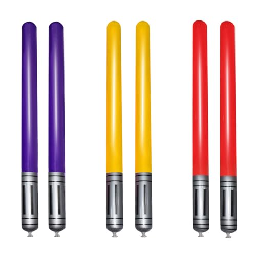 UILYNIU 6 Stück Aufblasbare Lichtschwert Schwert Stick Aufblasbares Schwert Ballons Party Favors Ballons Für Party Supplies 3 Farben Halloween Thema Party Cosplay (6 Stück) von UILYNIU