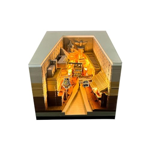 UINOFER 3D-Notizblock, 3D-Magic Castle Notizblock mit Licht und Stifthalter, DIY Papierskulptur Mit Lichtern kreatives Papierskulptur-Bastel-DIY-Geschenk (Diagonale Gasse) von UINOFER