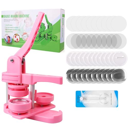 UIOK Buttonmaschine, 58mm Button Maker mit 100 Zubehörteilen & Kreisschneider, Knopfmachermaschine für Kinder DIY-Geschenke von UIOK
