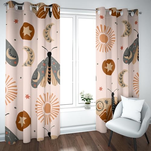 UIRINGART Abstrakte Schmetterlinge Vorhänge Boho Stil Sonne Mond und Sterne Muster Wärmeisolierte Fensterbehandlungen für Kinderzimmer Spielzimmer 2 Paneele H160xB168 UIRINGART Abstrakte Schmetterlinge Vorhänge Boho Stil Sonne Mond und Sterne Muster Wärmeisolierte Fensterbehandlungen für Kinderzimmer Spielzimmer 2 Paneele H160xB168 von UIRINGART