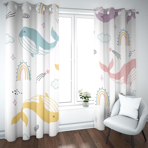 UIRINGART Beige & Weiße Vorhänge Cartoon niedliche Bunte Wale Druck wärmeisolierte Fenstervorhänge für Jungen Mädchen Wohnzimmer Spielzimmer 2 Paneele H214xB132 UIRINGART Beige & Weiße Vorhänge Cartoon niedliche Bunte Wale Druck wärmeisolierte Fenstervorhänge für Jungen Mädchen Wohnzimmer Spielzimmer 2 Paneele H214xB132 von UIRINGART