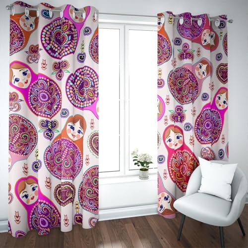 UIRINGART Cartoon Stil Verdunkelungsvorhänge Ethnisch Russisch Puppe Druck Verdunkelung Tülle Fenster Vorhänge für Kinderzimmer Wohnzimmer Schlafzimmer Spielzimmer 2 Paneele H138xB117 UIRINGART Cartoon Stil Verdunkelungsvorhänge Ethnisch Russisch Puppe Druck Verdunkelung Tülle Fenster Vorhänge für Kinderzimmer Wohnzimmer Schlafzimmer Spielzimmer 2 Paneele H138xB117 von UIRINGART