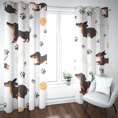 UIRINGART Lustige Tiervorhänge Niedliche Hunde Cartoon Knochen und Fußabdrücke Muster Wärmeisolierte Fenstervorhänge für Kinderzimmer Spielzimmer 2 Paneele H214xB132 UIRINGART Lustige Tiervorhänge Niedliche Hunde Cartoon Knochen und Fußabdrücke Muster Wärmeisolierte Fenstervorhänge für Kinderzimmer Spielzimmer 2 Paneele H214xB132 von UIRINGART