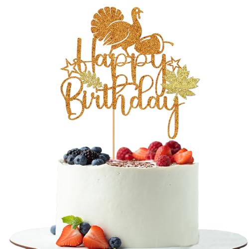 1 x Tortenaufsatz "Happy Birthday", Glitzer, Herbsternte, Kürbis, Geburtstagskuchen, Dekorationen für Thanksgiving, Mottoparty, Dekoration, Orange, 1 Stück 1 x Tortenaufsatz "Happy Birthday", Glitzer, Herbsternte, Kürbis, Geburtstagskuchen, Dekorationen für Thanksgiving, Mottoparty, Dekoration, Orange, 1 Stück von UIYHJJIK