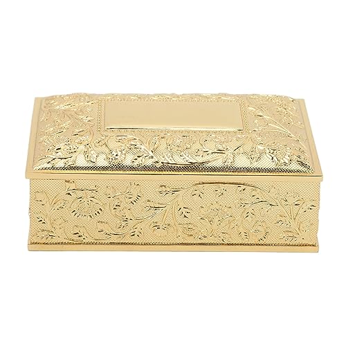 UIYIHIF Mini-Schmuckkästchen, Geschnitzte Vintage-Schmuckschatulle mit Weichem Samtfutter, Metall, Kleine Schmuckaufbewahrung, Organizer-Box, Truhe, Ringetui für Ringe, Ohrringe, Halskette(Gold) von UIYIHIF