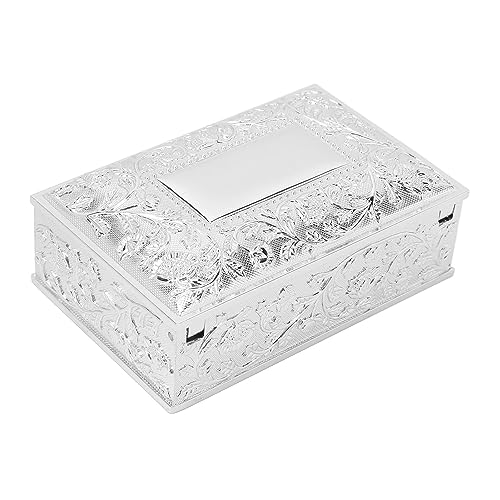 UIYIHIF Mini-Schmuckkästchen, Geschnitzte Vintage-Schmuckschatulle mit Weichem Samtfutter, Metall, Kleine Schmuckaufbewahrung, Organizer-Box, Truhe, Ringetui für Ringe, Ohrringe, Halskette(Silber) von UIYIHIF
