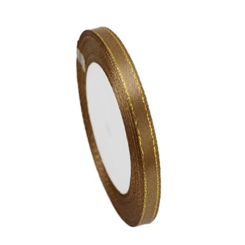 Satinband (25 Yards/Rolle) 6 mm goldfarbenes einseitiges Satinband, Verpackung, Weihnachtsdekoration, manuelle DIY-Bänder, Stoff(Coffee) von UJEDFHV