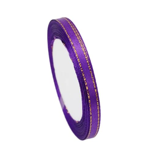 Satinband (25 Yards/Rolle) 6 mm goldfarbenes einseitiges Satinband, Verpackung, Weihnachtsdekoration, manuelle DIY-Bänder, Stoff(PURPLE) von UJEDFHV