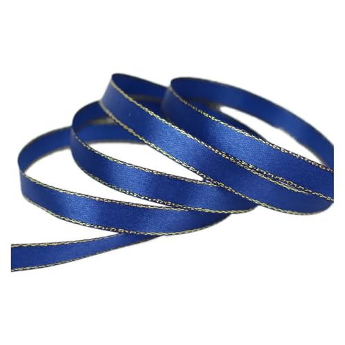 Satinband (25 Yards/Rolle) Dunkelblaues Satinband mit goldenem Rand, Weihnachtsbänder (6/10/25/40 mm)(25mm) von UJEDFHV