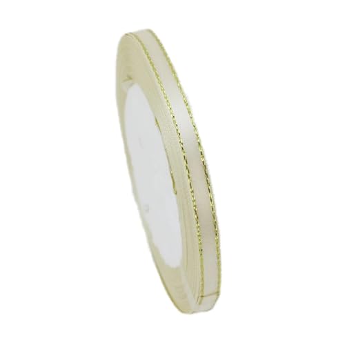 Satinband (25 Yards/Rolle) Goldrandband, Satinbänder, Verpackungsbänder, 6/10/20/25/40 mm(Beige,10mm) von UJEDFHV