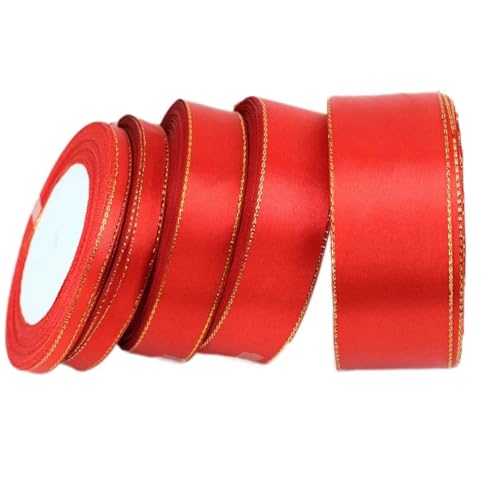 Satinband (25 Yards/Rolle) Rotgoldenes Satinband, handgefertigte DIY-Weihnachtsbänder (6/10/20/25/40 mm)(6mm) von UJEDFHV
