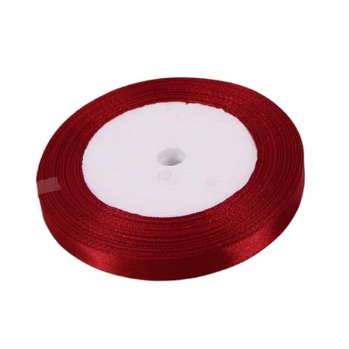 Satinband (25 Yards/Rolle) Weinrotes einseitiges Satinband for Verpacken von Weihnachtsbekleidung, Nähen, Stoff, Geschenkband(10mm Wine Red) von UJEDFHV