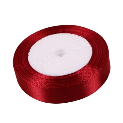 Satinband (25 Yards/Rolle) Weinrotes einseitiges Satinband for Verpacken von Weihnachtsbekleidung, Nähen, Stoff, Geschenkband(20mm Wine Red) von UJEDFHV