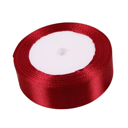 Satinband (25 Yards/Rolle) Weinrotes einseitiges Satinband for Verpacken von Weihnachtsbekleidung, Nähen, Stoff, Geschenkband(25mm Wine Red) von UJEDFHV