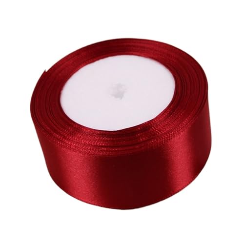 Satinband (25 Yards/Rolle) Weinrotes einseitiges Satinband for Verpacken von Weihnachtsbekleidung, Nähen, Stoff, Geschenkband(40mm Wine Red) von UJEDFHV